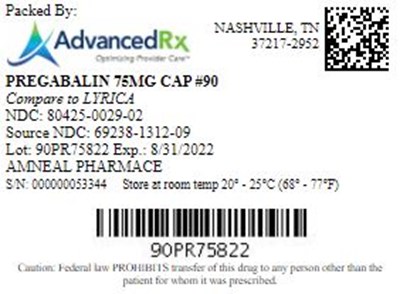Pregabalin 75mg Cap Qty 90 80425 0029
